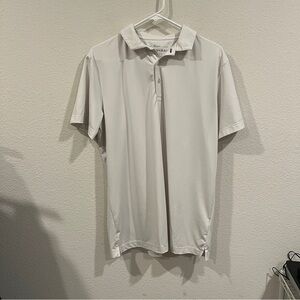 Mizzen and Main men’s white golf polo shirt size medium navy graphic on back